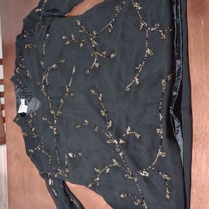 Elegant Black Sequin Decor Top by JMD NEW YORK   Size M